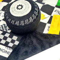 Racing Flag Baby NASCAR Tag Stroller Toy 10" x 10"