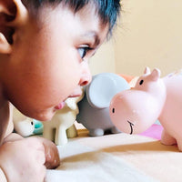 Hippo - Natural Organic Rubber Teether, Rattle & Bath Toy
