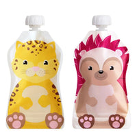 SnakPack Reusable Food Pouch - 2 CT | 5 oz FreshSquad Assort-Nursing & Feeding-ChooMee-Cheetah/Hedgehog-bluebird baby & kids