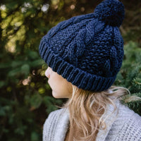 Indigo Cable Knit Beanie Hat-Hats-Huggalugs-S (0-6 Months)-bluebird baby & kids