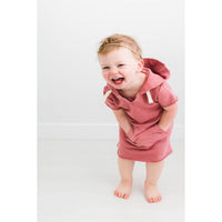 Kids' French Terry Hoodie Dress-Baby & Toddler Dresses-Loved Baby-Adobe-12-18m-bluebird baby & kids