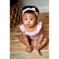 Organic Smocked Tie Headband-Headbands-Loved Baby-0-12 M-Stone-bluebird baby & kids