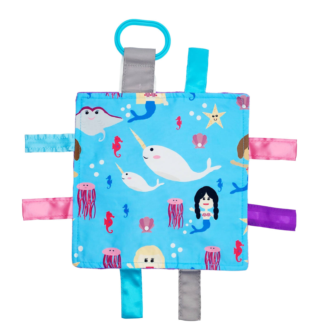 Mermaid Narwhal Crinkle Tag Square 8x8 Baby