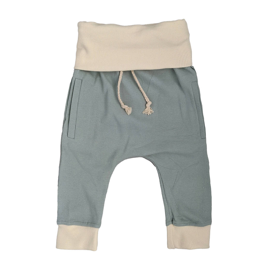 Blue and Cream Drawstring Joggers-Bottoms-Bee Honey Babies-3-6 M-bluebird baby & kids