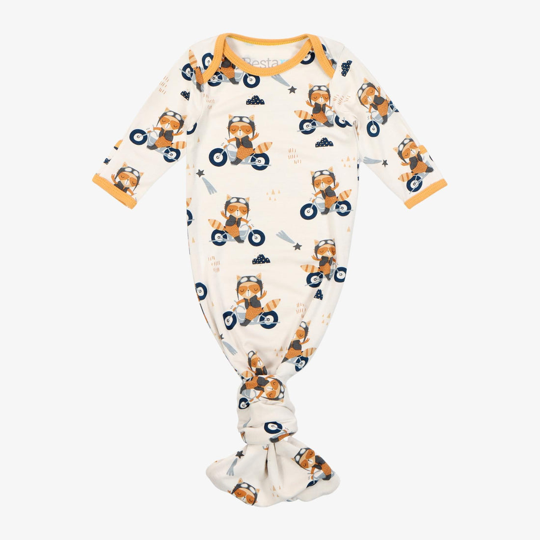 Moto Raccoon Modal Knotted Gown-Gowns-Bestaroo-0-3 M-bluebird baby & kids