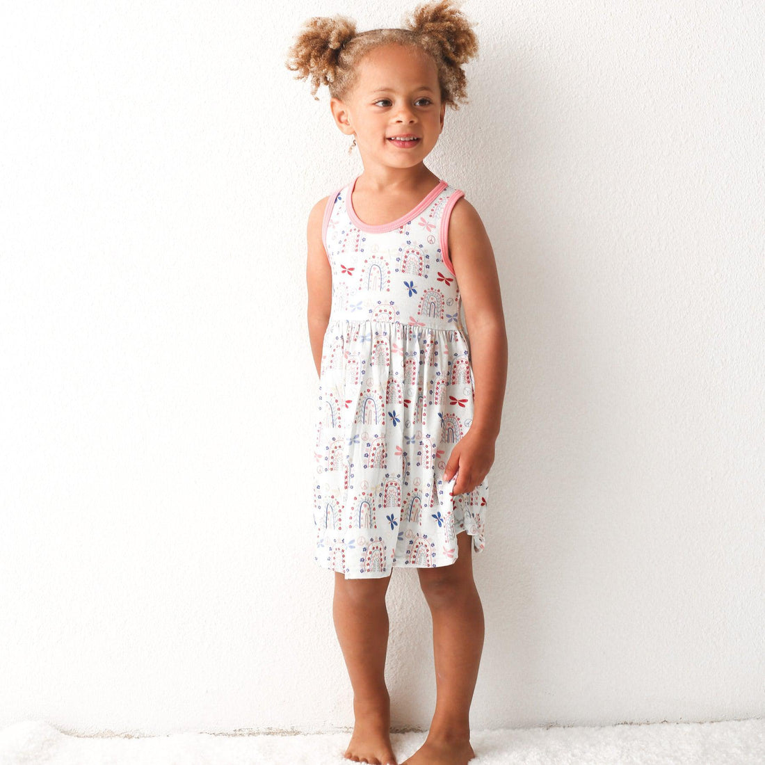 Rainbow Love Racerback Dress-Pajamas-Bestaroo-2T-bluebird baby & kids