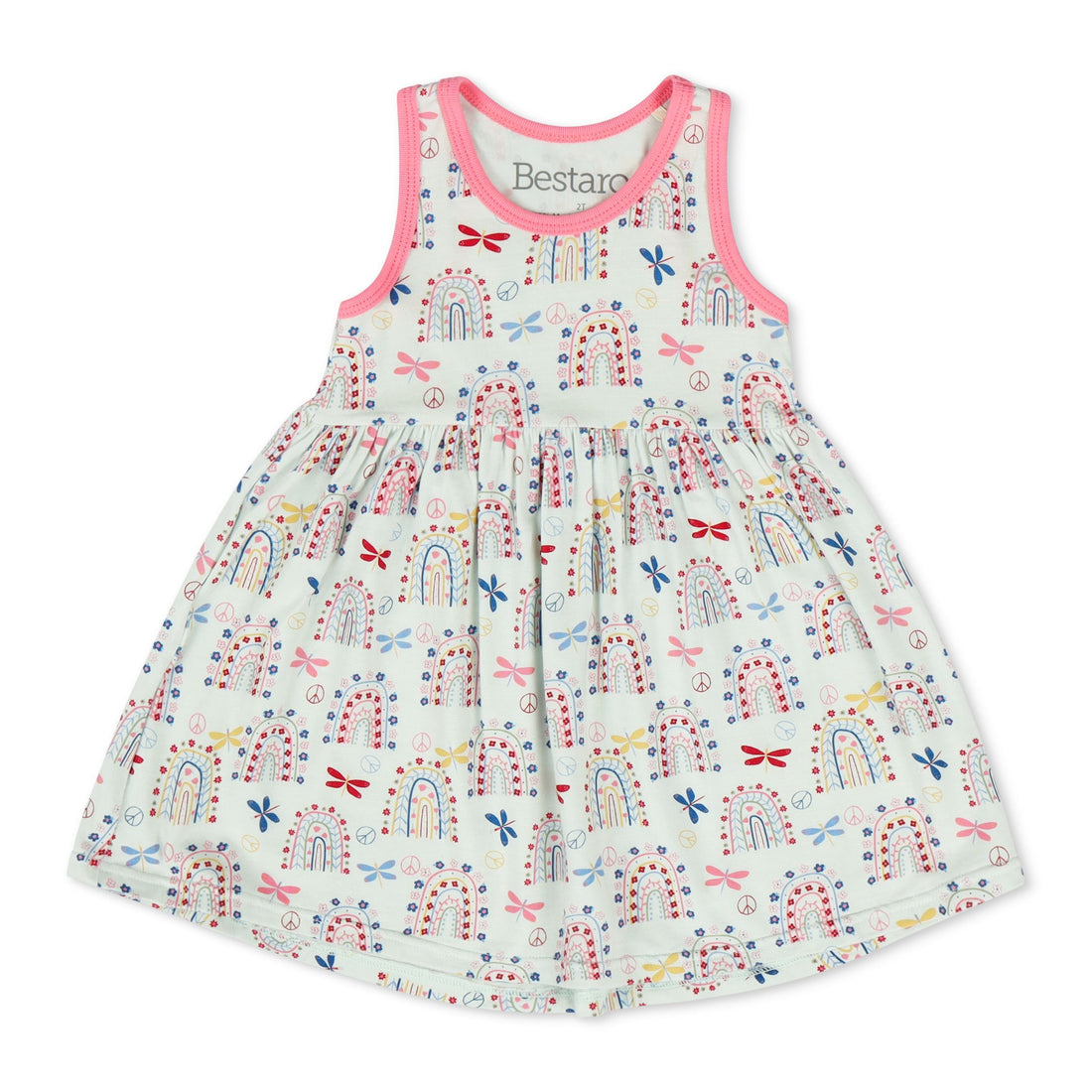 Rainbow Love Racerback Dress-Pajamas-Bestaroo-2T-bluebird baby & kids
