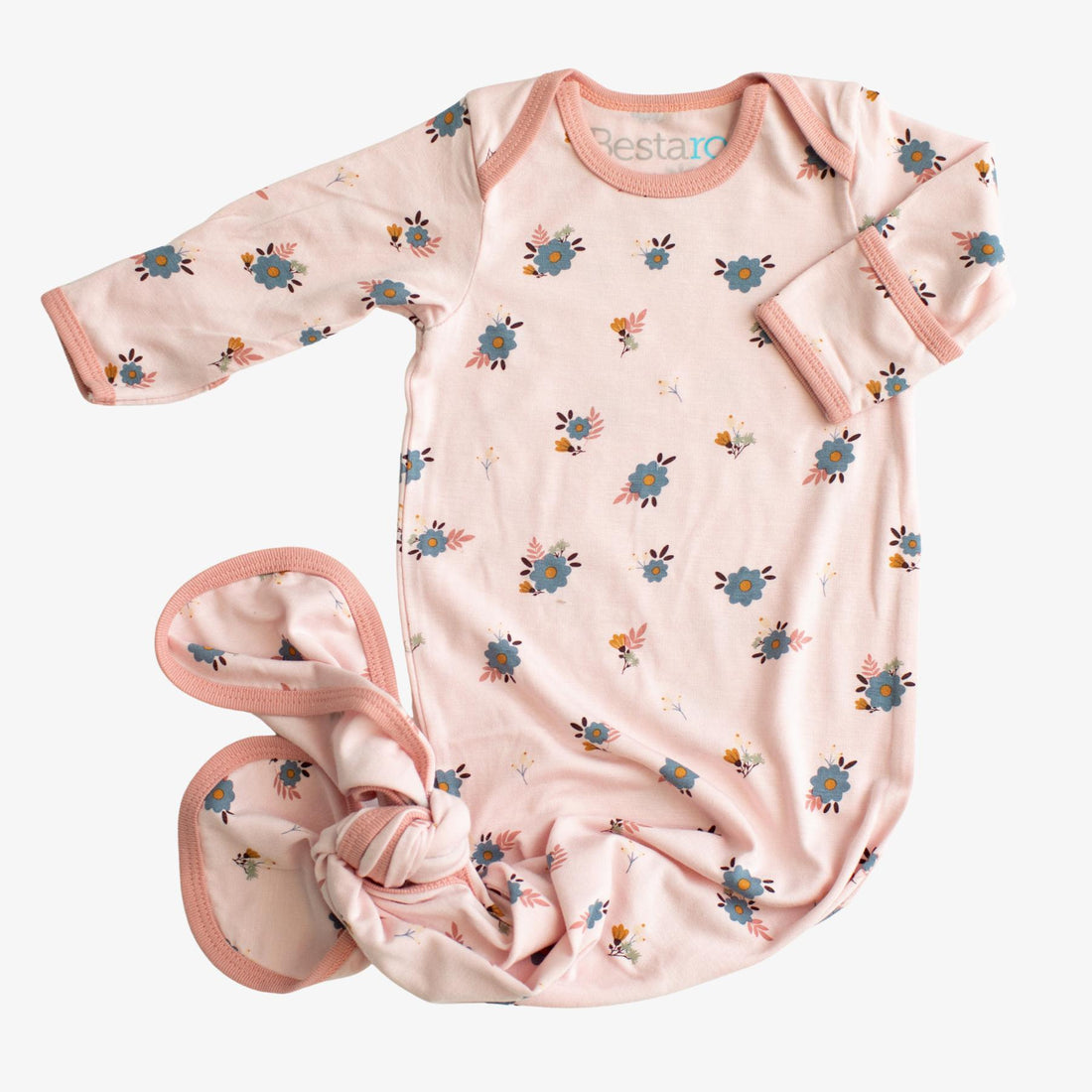 Tiny Blooms Modal Knotted Gown-Gowns-Bestaroo-0-3 M-bluebird baby & kids