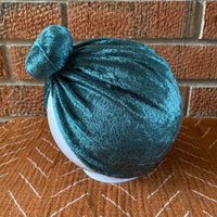 Green Velvet Baby Turban (3-12 M)-Knots & Turbans-Bluebird Baby & Kids-3-12 M-bluebird baby & kids
