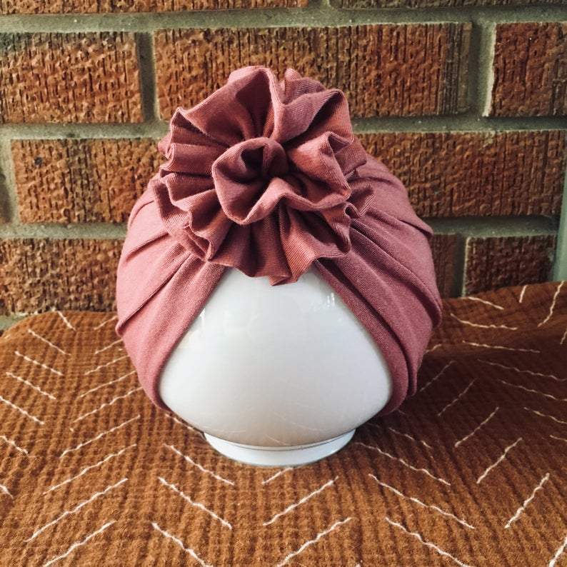 Mauve Flower Turban-Knots & Turbans-Bluebird Baby & Kids-0-3m-bluebird baby & kids