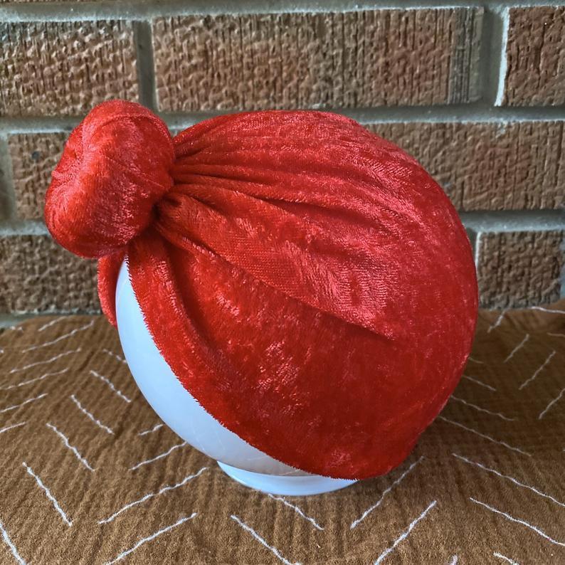 Red Velvet Baby Turban-Knots & Turbans-Bluebird Baby & Kids-0-3 M-bluebird baby & kids