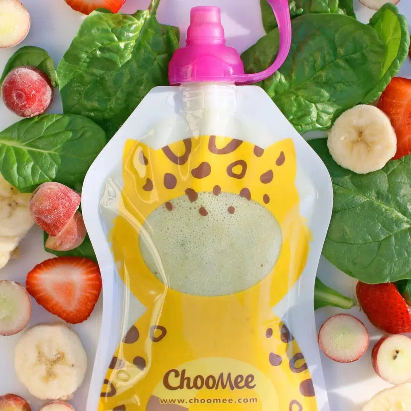SnakPack Reusable Food Pouch - 2 CT | 5 oz FreshSquad Assort-Nursing & Feeding-ChooMee-Cheetah/Hedgehog-bluebird baby & kids
