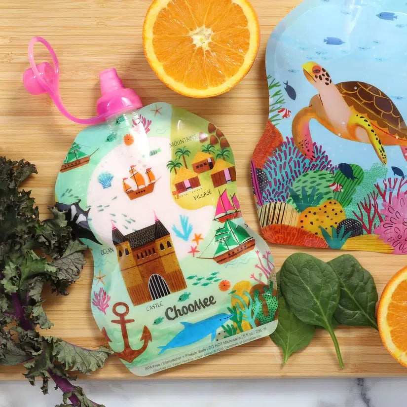 SnakPack Reusable Food Pouch - 6 CT 8 oz-Nursing & Feeding-ChooMee-SeaLife-bluebird baby & kids