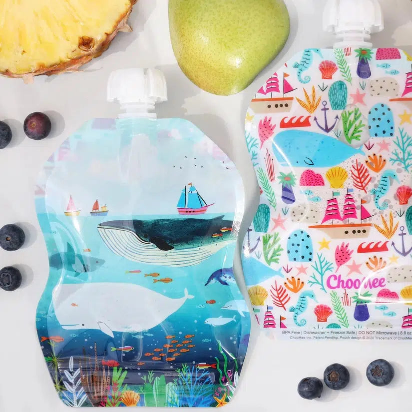SnakPack Reusable Food Pouch - 6 CT 8 oz-Nursing & Feeding-ChooMee-SeaLife-bluebird baby & kids