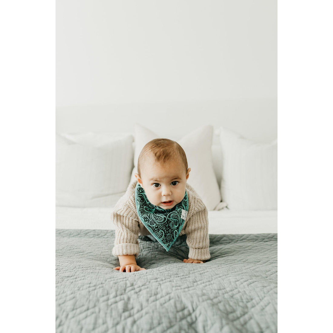 Jo Baby Bandana Drool Bibs-Bibs-Copper Pearl-Teal/Black (Jo)-bluebird baby & kids