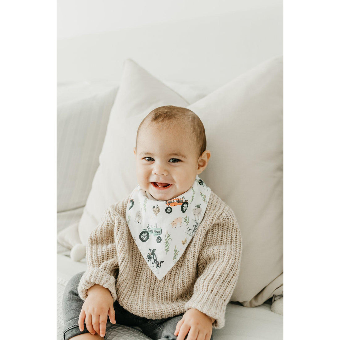 Jo Baby Bandana Drool Bibs-Bibs-Copper Pearl-Tractor and Animals (Jo)-bluebird baby & kids