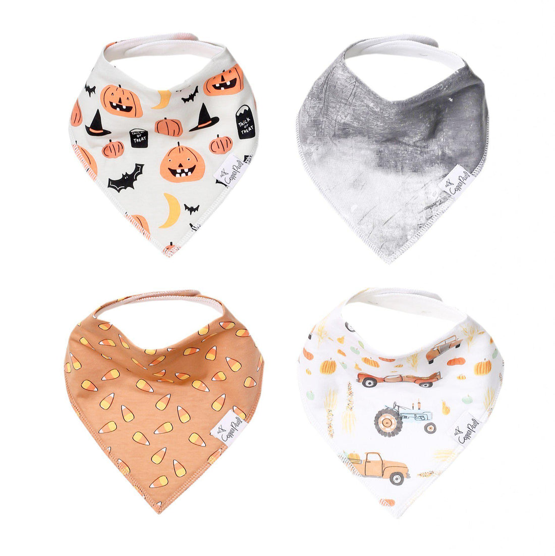 Trick Halloween Bandana Drool Bibs-Bibs-Copper Pearl-Bats & Pumpkins-bluebird baby & kids