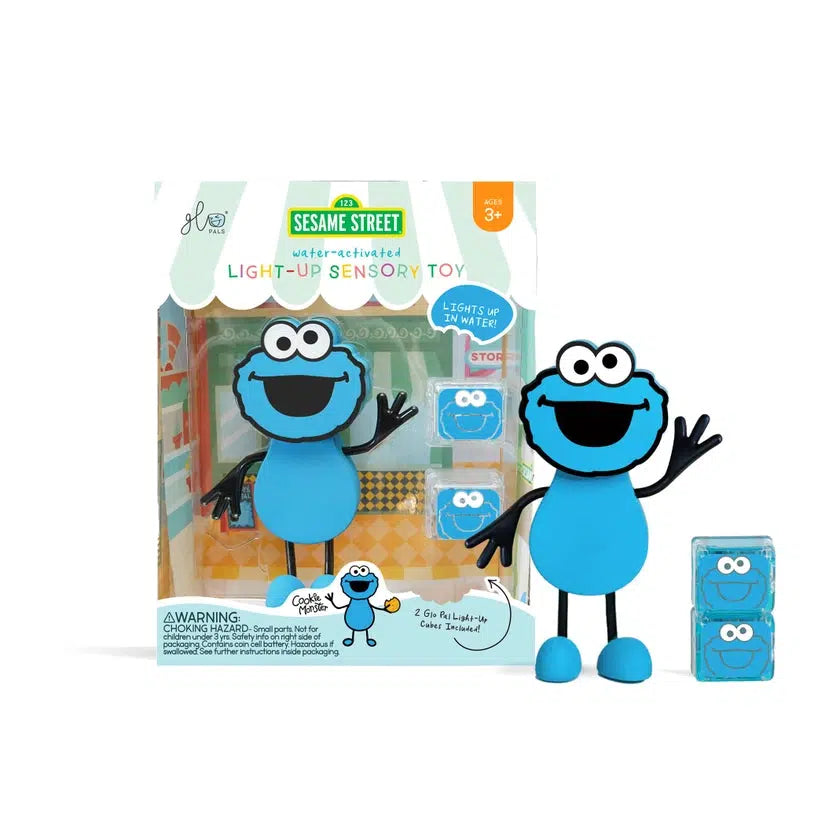 Cookie Monster Sesame Street GloPal Character + 2 cubes-Bath Toys-GloPals-bluebird baby & kids