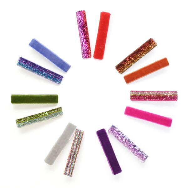Velvet Glitter Duo Clips-Hair Clips & Barrettes-Hello Shiso-red-bluebird baby & kids