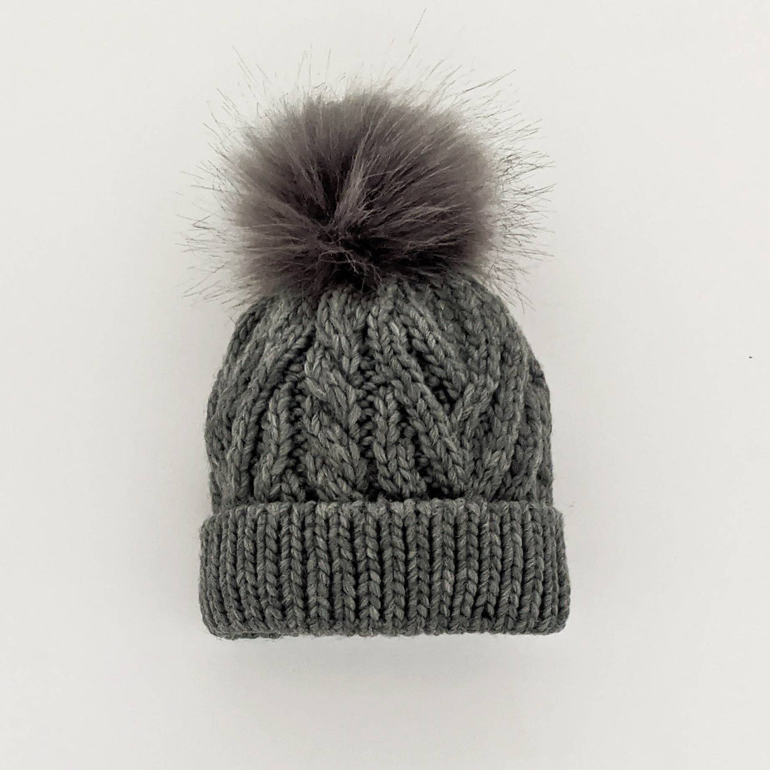 Grey Pop Pom Pom Beanie Hat-Hats-Huggalugs-XS (Newborn)-bluebird baby & kids