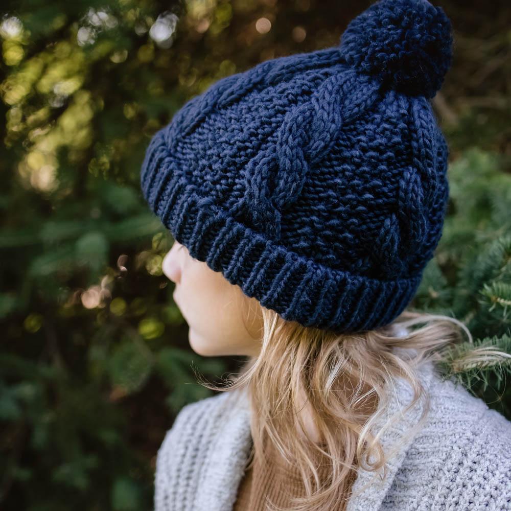 Indigo Cable Knit Beanie Hat-Hats-Huggalugs-S (0-6 Months)-bluebird baby & kids