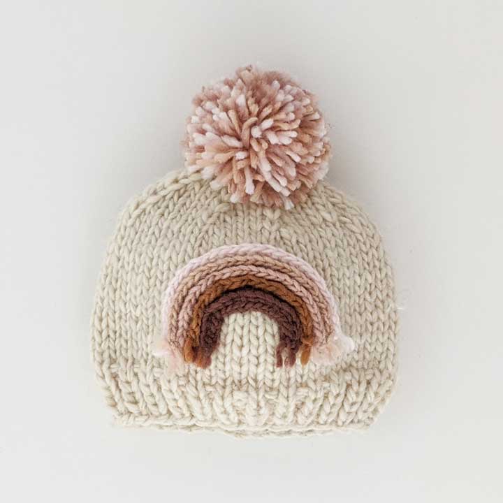 Mauve Rainbow Knit Beanie Hat-Hats-Huggalugs-Newborn-bluebird baby & kids