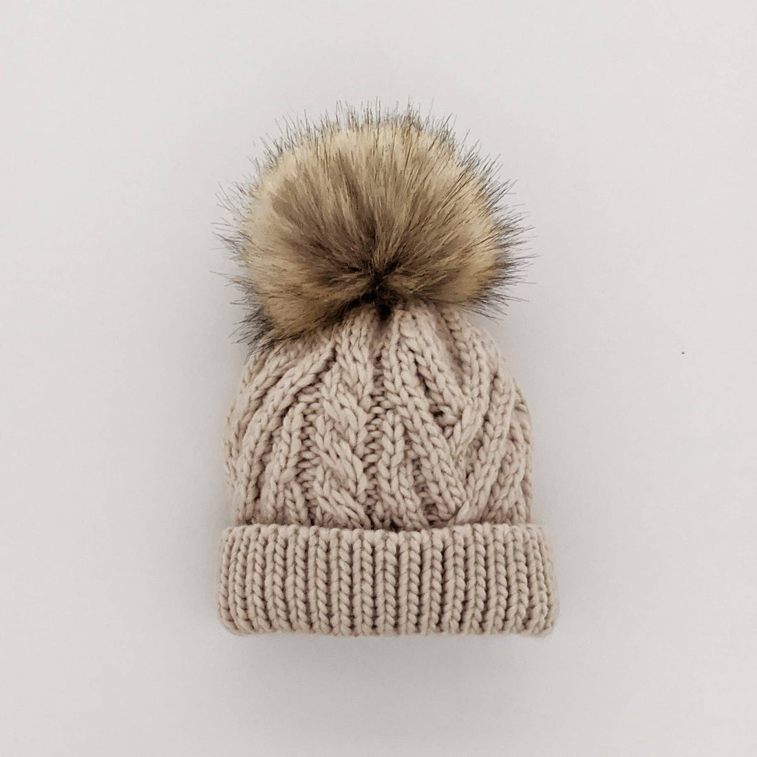 Oatmeal Pop Pom Pom Beanie Hat-Baby & Toddler Hats-Huggalugs-Newborn-bluebird baby & kids