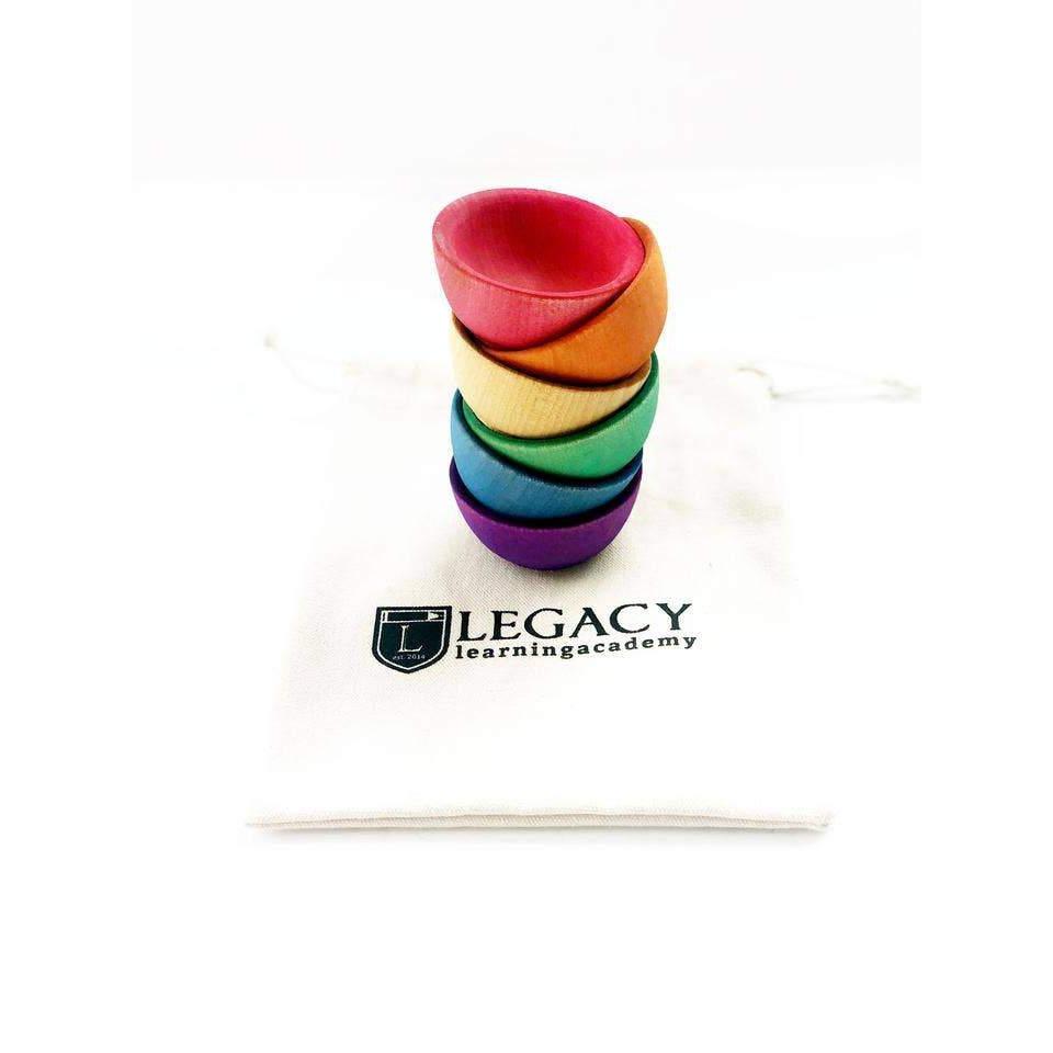 Rainbow Wooden Sorting Bowls-Montessori-Legacy Learning Academy-bluebird baby & kids