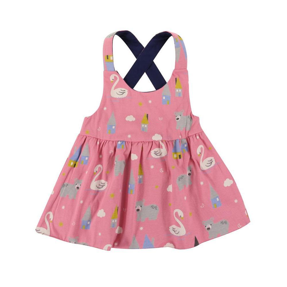 Pink and Swan Reversible Dress-Dresses-Lilly + Sid-18-24 M-bluebird baby & kids