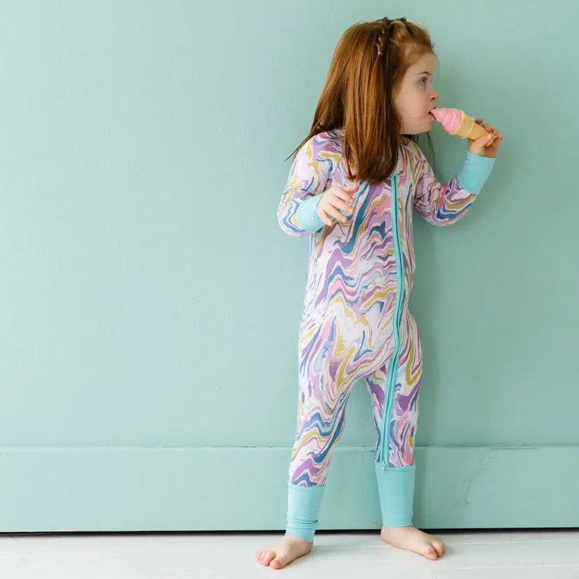 Pink Marble Bamboo Viscose Zippy-Pajamas-Little Sleepies-Newborn-bluebird baby & kids