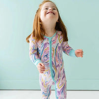 Pink Marble Bamboo Viscose Zippy-Pajamas-Little Sleepies-Newborn-bluebird baby & kids