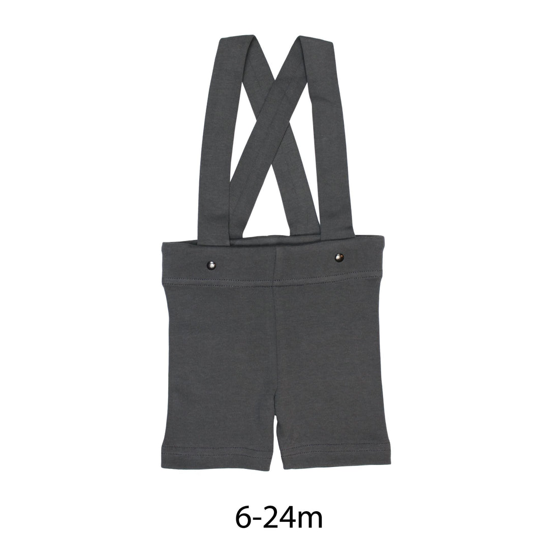 Gray Organic Suspender Shorts-Bottoms-Loved Baby-6-9 M-Gray-bluebird baby & kids