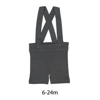 Gray Organic Suspender Shorts-Bottoms-Loved Baby-6-9 M-Gray-bluebird baby & kids