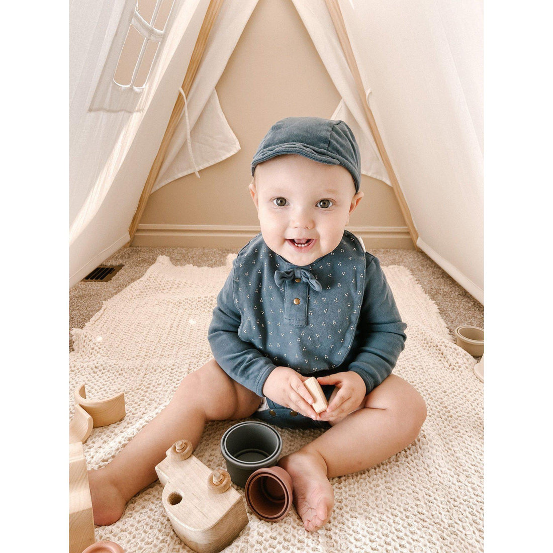 Organic Abyss Blue Riding Cap-Hats-Loved Baby-0-3 M-Abyss Blue-bluebird baby & kids