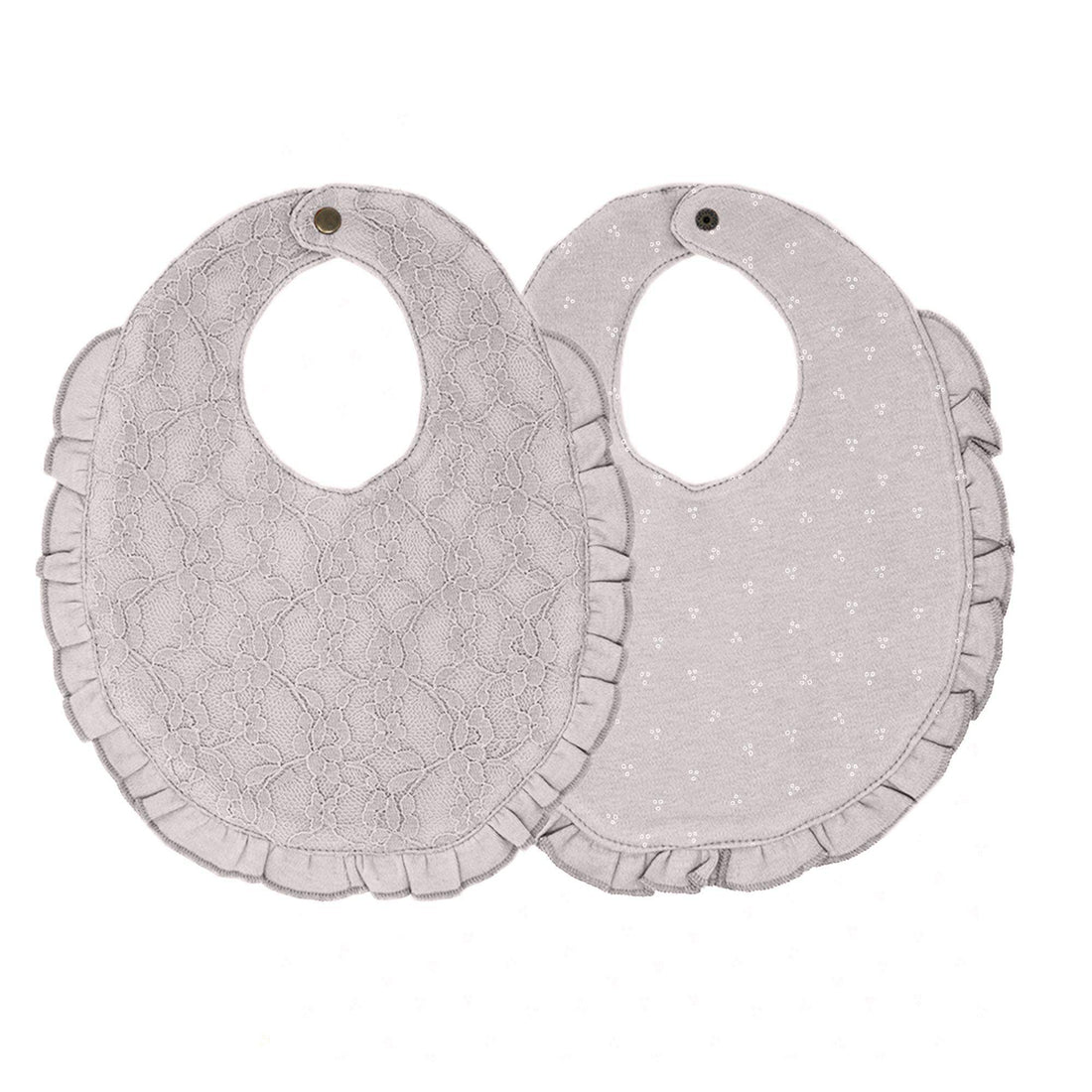 Organic Fog Gray Reversible Lace Ruffle Bib-Bibs-Loved Baby-Fog Gray-bluebird baby & kids