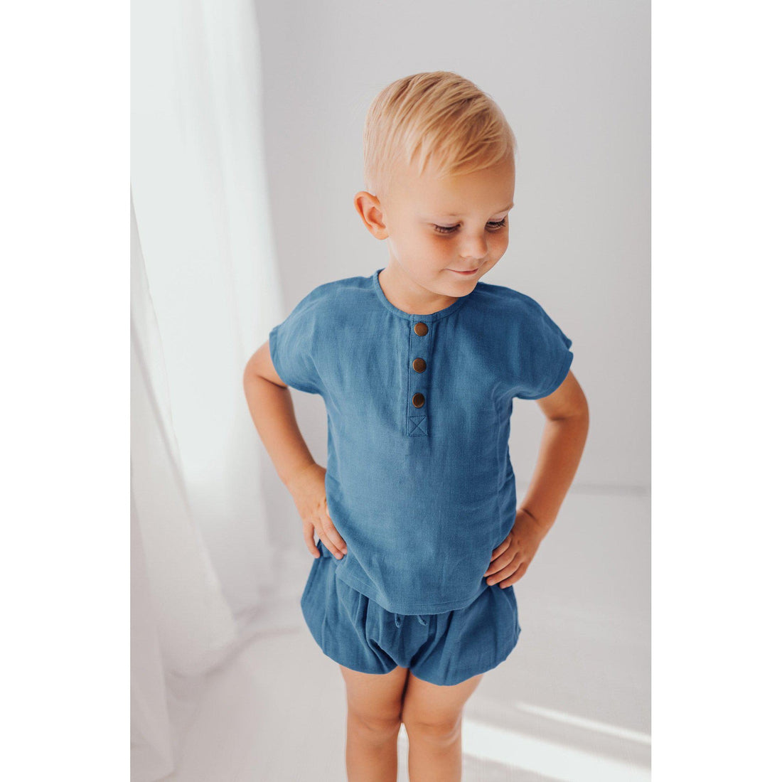 Organic Muslin Infant Shorties-Bottoms-Loved Baby-3-6 M-Pacific Blue-bluebird baby & kids