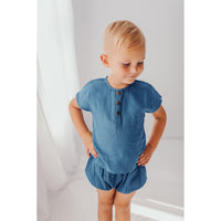 Organic Muslin Infant Shorties-Bottoms-Loved Baby-3-6 M-Pacific Blue-bluebird baby & kids