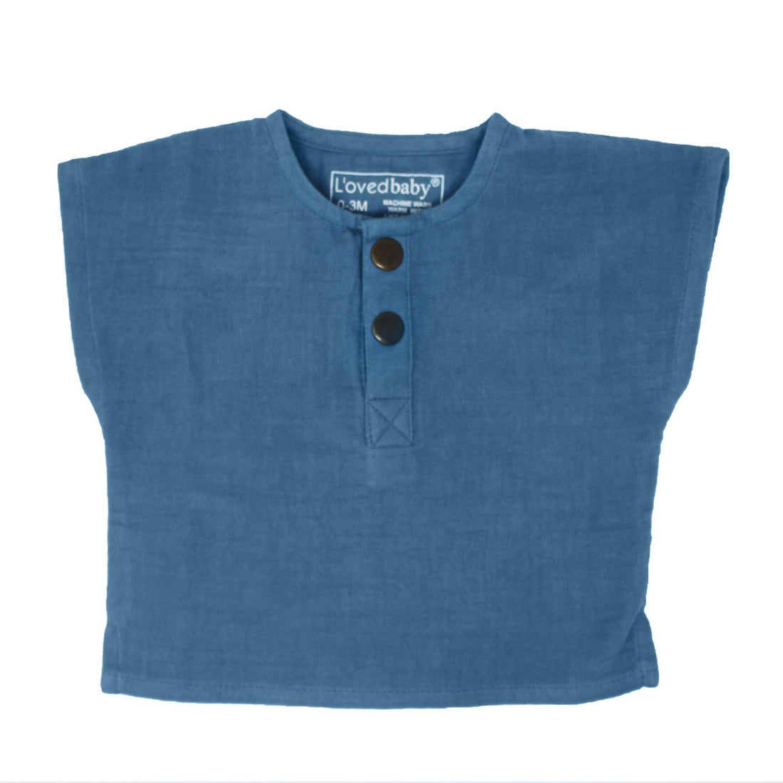 Organic Muslin Infant Snap Top-Tops & Tees-Loved Baby-3-6 M-Pacific Blue-bluebird baby & kids