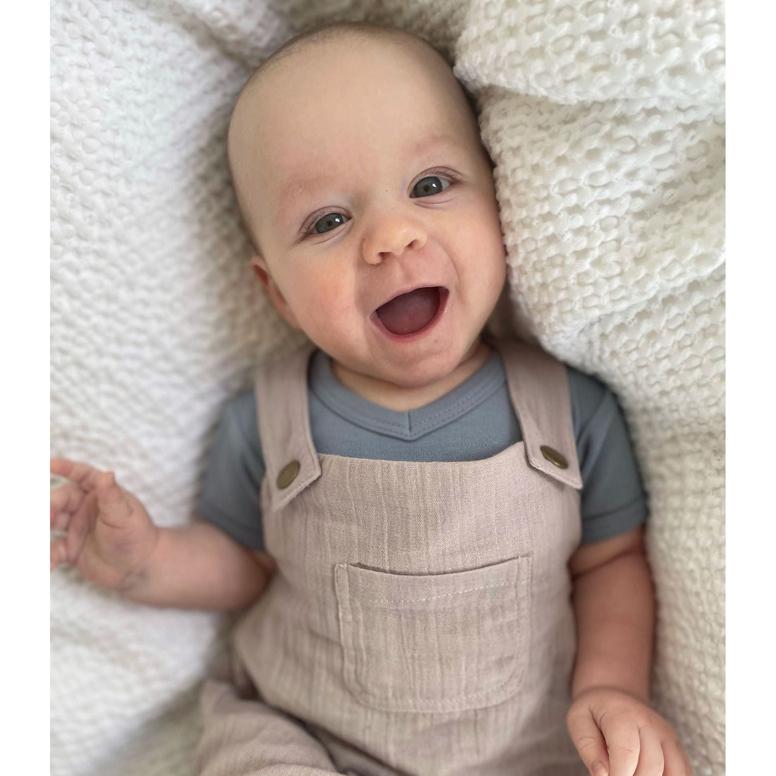 Organic Muslin Overall-Rompers-Loved Baby-6-9 M-Moonstone-bluebird baby & kids