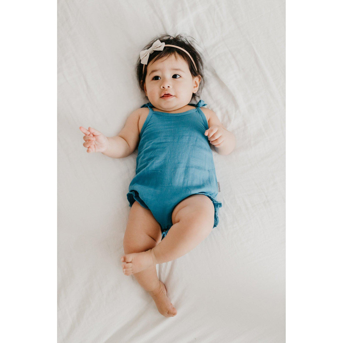 Organic Muslin Tie-Shoulder Bodysuit-Bodysuits-Loved Baby-0-3 M-Pacific Blue-bluebird baby & kids