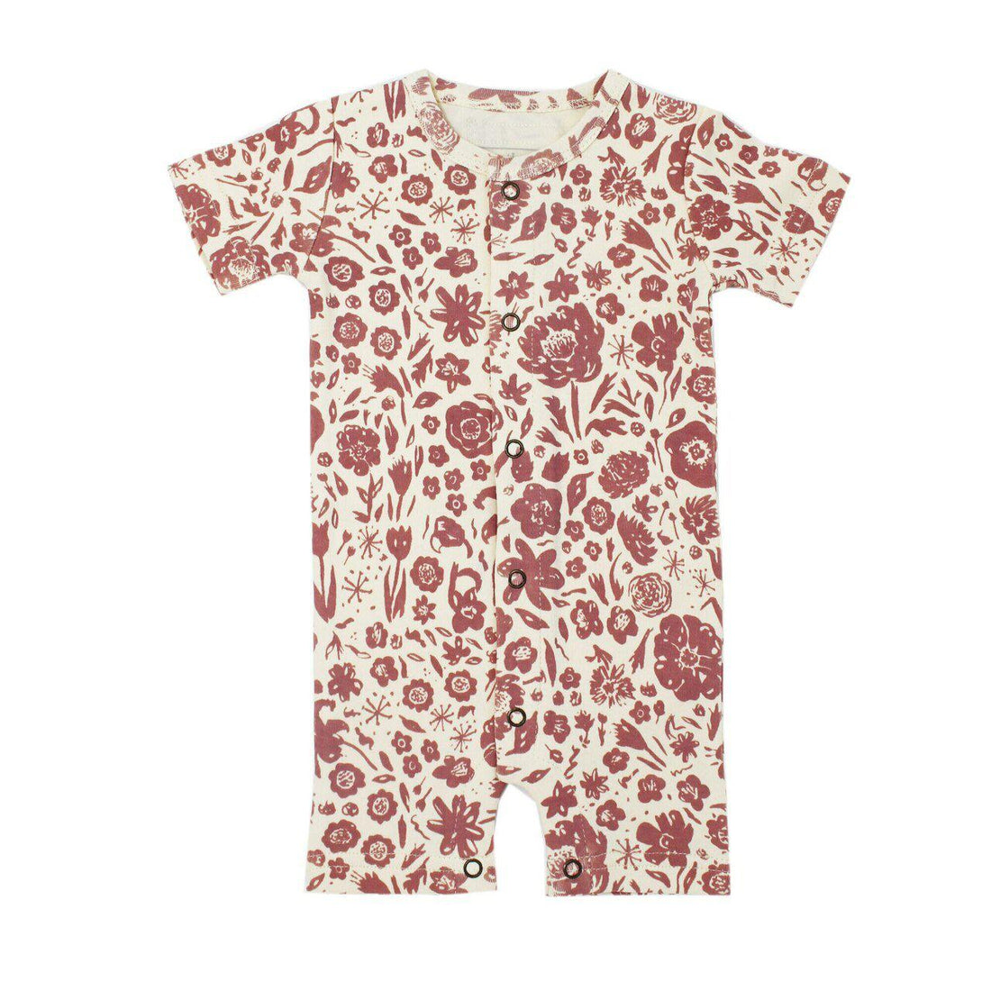 Organic Printed Short Sleeve Romper-Rompers-Loved Baby-6-9 M-What In Carnation!-bluebird baby & kids