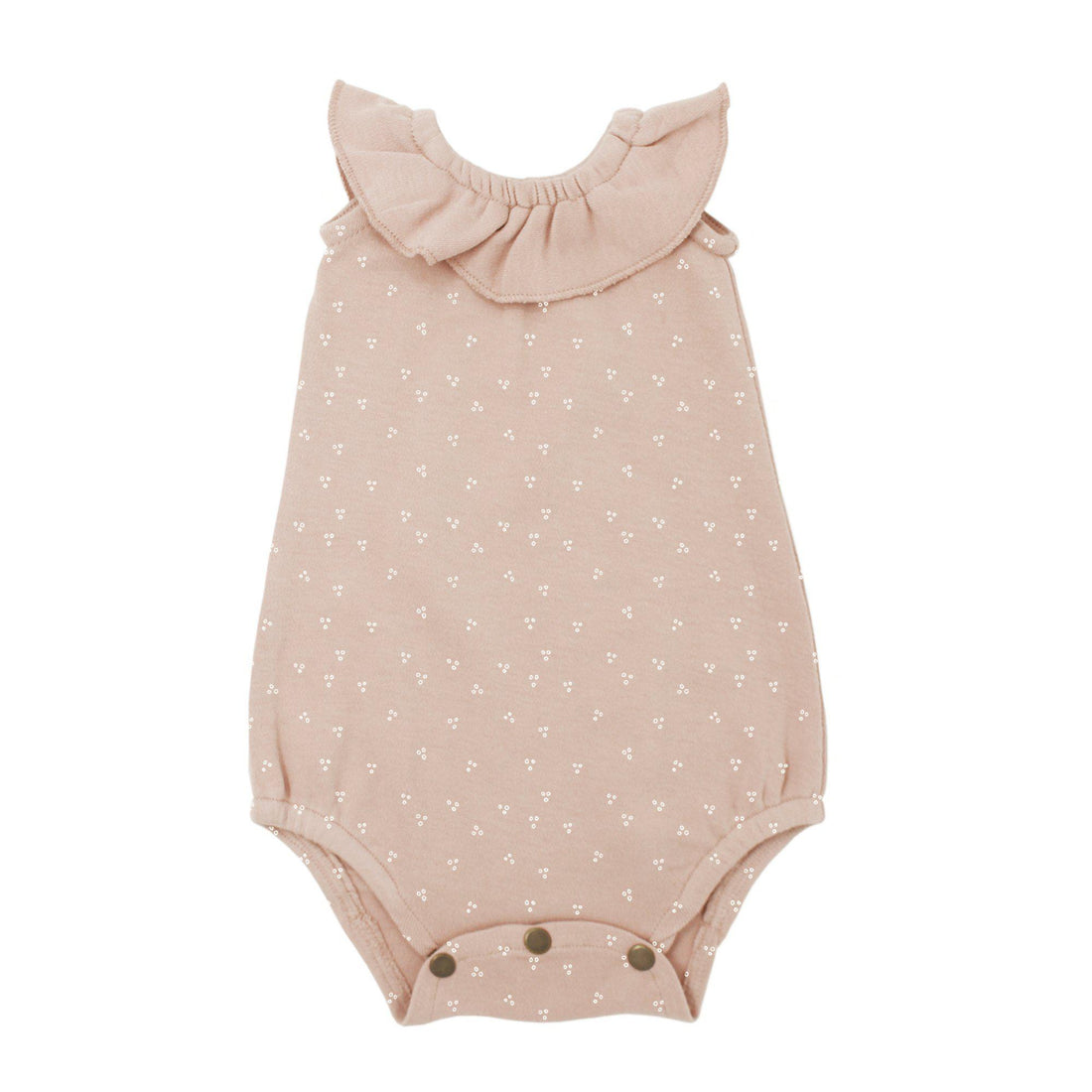 Organic Sleeveless Ruffle Bodysuit-Bodysuits-Loved Baby-0-3 M-Rosewater Dots-bluebird baby & kids