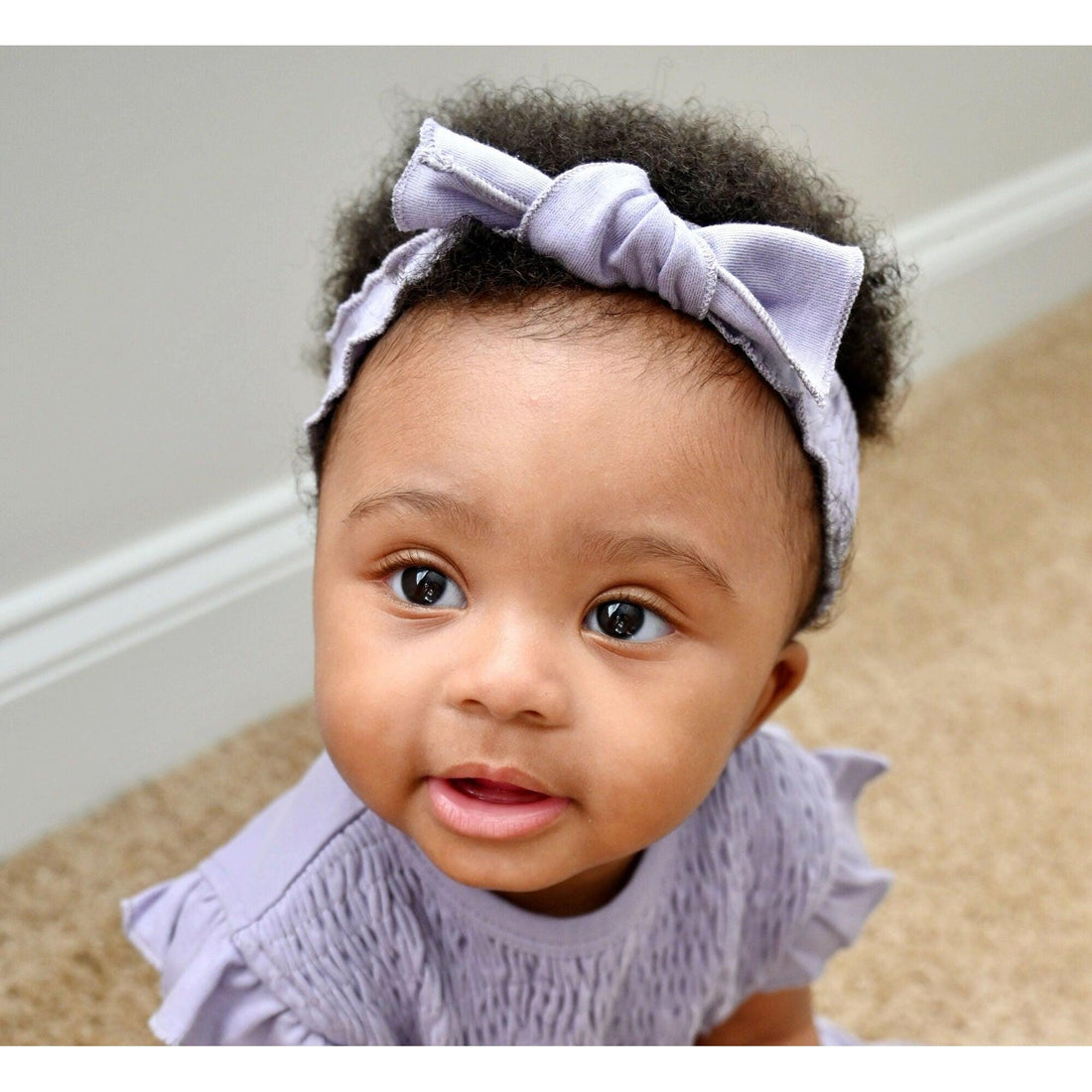 Organic Smocked Tie Headband-Headbands-Loved Baby-0-12 M-Stone-bluebird baby & kids