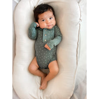 Organic Spruce Green Dots Polo Bodysuit-Bodysuits-Loved Baby-0-3 M-bluebird baby & kids
