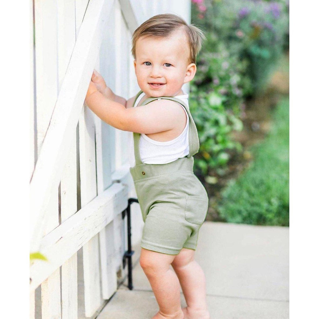 Organic Suspender Shorts-Bottoms-Loved Baby-6-9 M-Fern Green-bluebird baby & kids