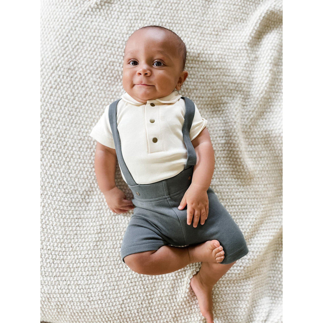 Organic Suspender Shorts-Bottoms-Loved Baby-6-9 M-Fern Green-bluebird baby & kids