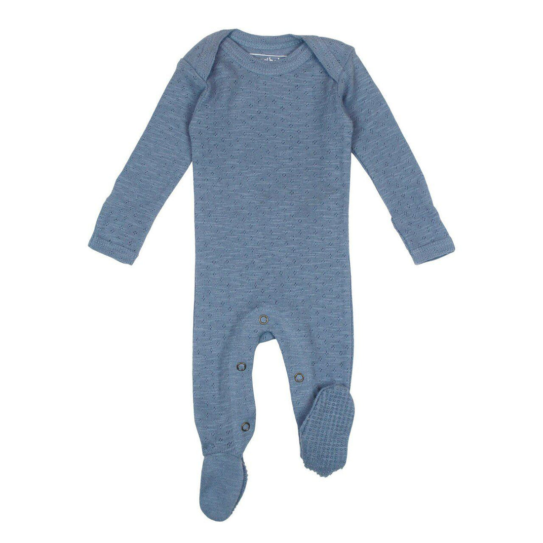 Pool Blue Pointelle Lap-Shoulder Footie-Footies-Loved Baby-Newborn-bluebird baby & kids