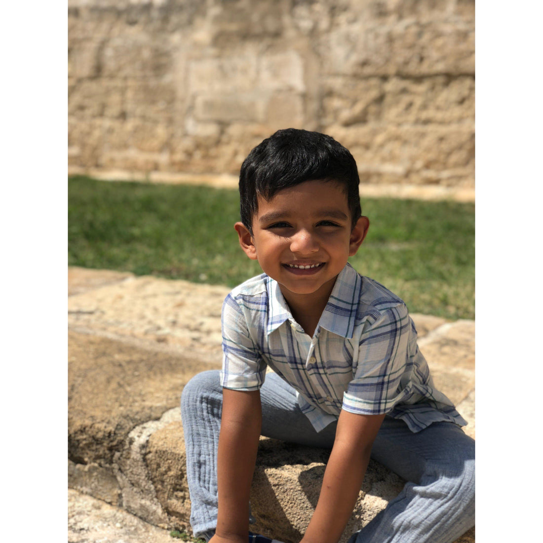 Summer Short Sleeve Button Down-Tops & Tees-Me & Henry-2-3 Y-bluebird baby & kids