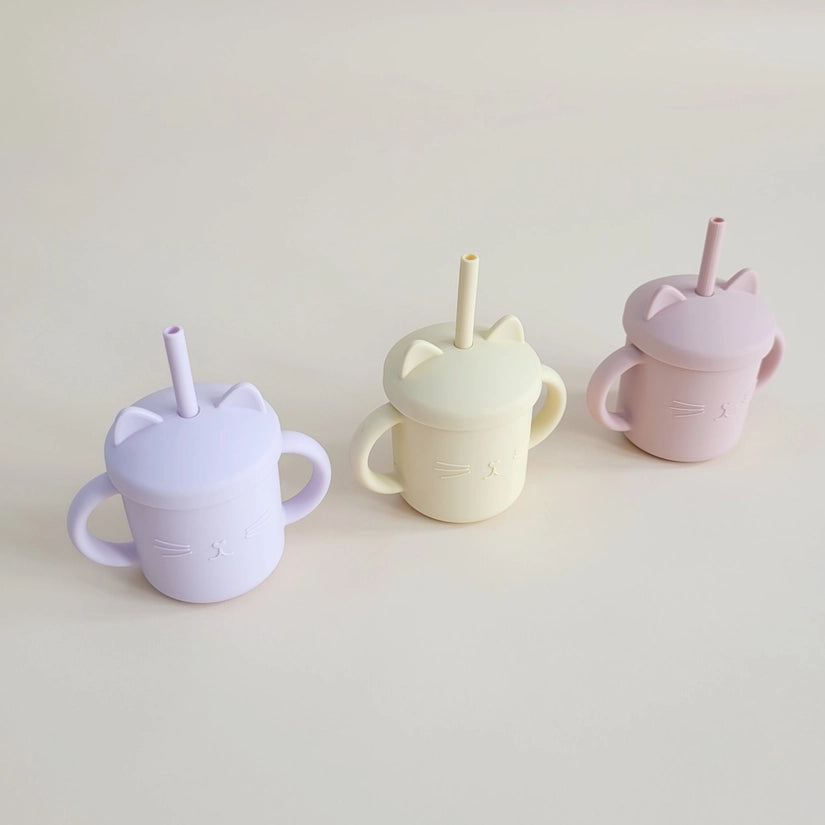 Meow Double Handle Straw Cat Cups