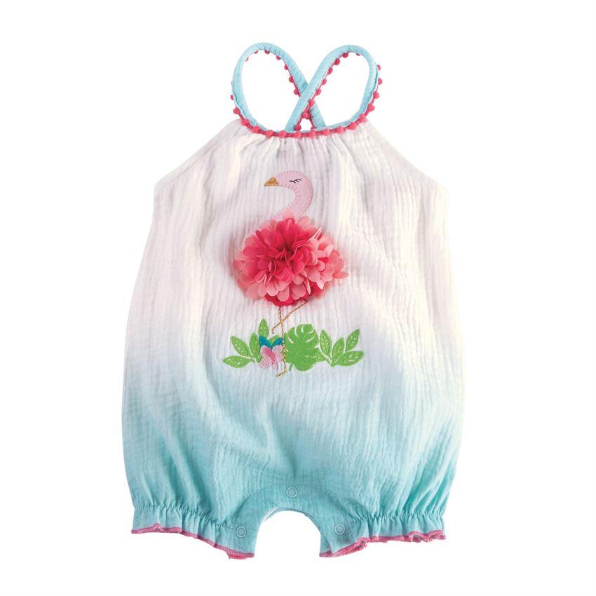 Flamingo Dip Dye Romper-Rompers-Mudpie-6-9 M-bluebird baby & kids